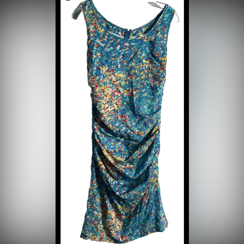Tracy Reese Women’s 8 10 Dress Fit & Flare Silk Blend Colorful Lined Zip Stretch